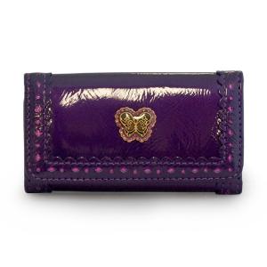 アナスイ ANNA SUI バタフライ アーバン エナメル 4連 キーケース レディース ブランド 人気 パープル 紫 307023 96 キーリング付 バタフライエンブレム 新品｜salada-bowl