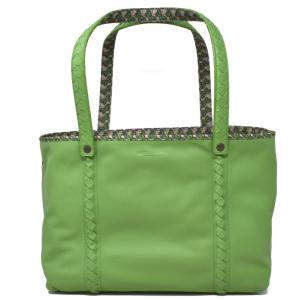 ボッテガヴェネタ BOTTEGA VENETA トートバッグ 547380 V0EKB 3871 イントレチャート リバーシブル トート ハンドバッグ ALOEMINT グリーン系＋バタフライ柄｜salada-bowl