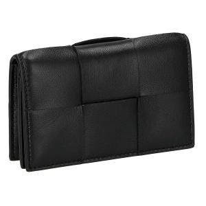 ボッテガヴェネタ BOTTEGA VENETA カードケース 名刺入れ イントレチャート 651396 VCQC4 8803 ラムスキン 本革 レディース メンズ ブラック｜salada-bowl