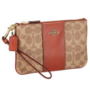 【※アウトレット※】コーチ COACH ポーチ ストラップ付き フラットポーチ 小物入れ 32445 B4NQ4 CBK CNV SIG SML WRL ロゴ ブラウン系｜salada-bowl