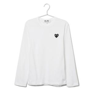 コムデギャルソン COMME des GARCONS Tシャツ ロンT メンズ PLAY HEART LOGO プレイハートロゴ 長袖 AZ T120 051 ホワイト×ブラックハート｜salada-bowl