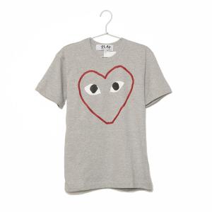 コムデギャルソン Tシャツ メンズ 半袖 ティーシャツ PLAY LOGO RED HEART SKETCH S/S TEE プレイロゴ レッドハートスケッチ AZ-T266-051 GREY1 グレー＋レッド｜salada-bowl