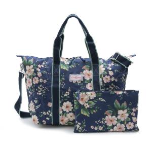 キャスキッドソン Cath Kidston ボストンバッグ 折りたたみ 2way 斜めがけバッグ 1009798 106132318119102 FOLDAWAY OVERNIGHT BAG NAVY＋SPITALFIELDS｜salada-bowl