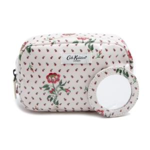 キャスキッドソン Cath Kidston ポーチ ミラー付き 化粧ポーチ 1021479 106183418225102 CLASSIC MAKE UP CASE メイク アップ ケース CREAM＋LOVE LETTER｜salada-bowl