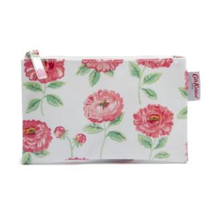 キャスキッドソン Cath Kidston ポーチ 1010145 106138418106102 ZIP PURSE ジップ パース フラットポーチ CREAM/DAHLIA クリーム系＋フラワー柄マルチカラー｜salada-bowl