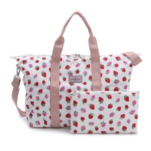 キャスキッドソン Cath Kidston ボストンバッグ 折りたたみ 2way 斜めがけバッグ 915908 105352916607102 FOLDAWAY OVERNIGHT BAG IVORY＋SWEET STRAWBERRY｜salada-bowl