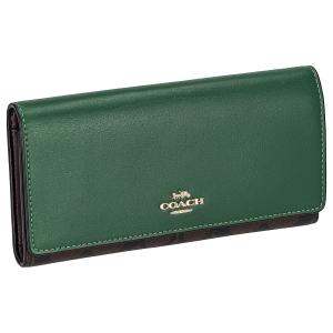 コーチ ファクトリー COACH FACTORY アウトレット 財布 長財布 C5966 IMW7C SIGNATURE SLIM レディース ブラウン+グリーン系｜salada-bowl