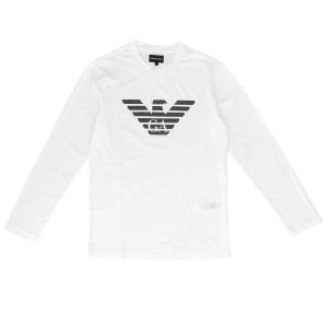 エンポリオアルマーニ EMPORIO ARMANI メンズ ロングスリーブ Tシャツ 長袖カットソー ロンT トップス 8N1TN8 1JPZZ 0147 ホワイト｜salada-bowl