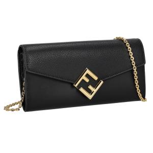 フェンディ FENDI 財布 長財布 フラップ式長財布 かぶせ 小銭入れ付き チェーンウォレット お財布ショルダー 8M0365-0ALWA F0KUR レディース ブラック｜salada-bowl