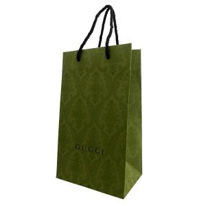 グッチ GUCCI  ショップ袋 ショッパー 1枚 サブバッグ ラッピング 紙袋 手提げ ブランド 縦型 グリーン+ブラック系｜salada-bowl