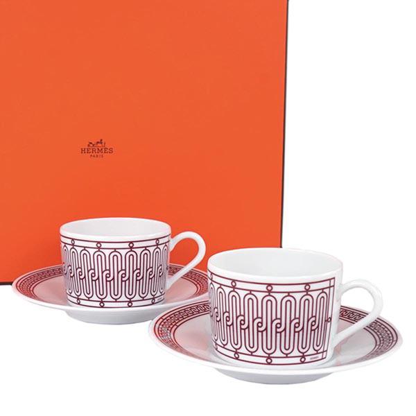 エルメス 食器 HERMES 041016P H DECO ROUGE TEA CUP AND SA...