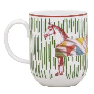 エルメス 食器 マグ HERMES 048231P No.3 300ml TASSE HAUTE HIPPOMOBILE ハイマグカップ イポモビル マグカップ 単品 レッド+グリーン系マルチカラー｜salada-bowl