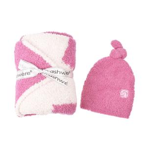 カシウエア KASHWERE ベビーブランケット ビーニー セット BBCH-BCP03 671 BABY BLANKET STAR W/ CAP おくるみ 帽子 PINK RASPBERRY/PINK ピンク系｜salada-bowl