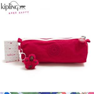 キプリング kipling 化粧ポーチ レディース 機能的 メイクポーチ 小物入れ ペンケース ブラシケース かわいい ブランド FREEDOM レッド＋ホワイト｜salada-bowl