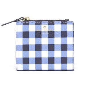 ケイトスペード kate spade 二つ折り財布 マルチケース PWRU6255 490 ブルー チェック ミニ財布 HYDE LANE GINGHAM ADALYN ギフト 新品｜salada-bowl