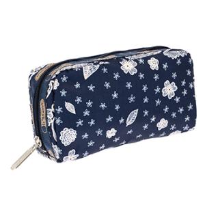 レスポートサック LeSportsac ポーチ コスメポーチ 6511 D522 RECTANGULAR COSMETIC レキュタンギュラーコスメティック FLORAL LACE 花柄ネイビー系｜salada-bowl