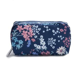 レスポートサック LeSportsac ポーチ コスメポーチ 6511 E718 RECTANGULAR COSMETIC レキュタンギュラーコスメティック FLORAL SPRINKLE ブルー系マルチ｜salada-bowl