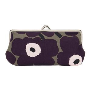 マリメッコ marimekko SILMALASIKUKKARO MINI UNIKKO ウニッコ柄 ガマ口ポーチ ペンケース ブラシケース グレーグリーン+プラム+ピーチ 女性用 027003 640｜salada-bowl