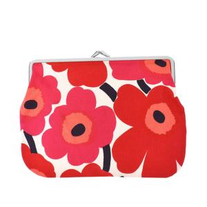 マリメッコ marimekko がま口 ポーチ マルチケース 037773 001 PUOLIKAS KUKKARO プオリカス クッカロ WHITE/RED ホワイト+レッド系 北欧｜salada-bowl