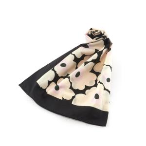 マリメッコ marimekko スカーフ 大判 ハンカチ 045811 913 TAISA MIIN UNIKKO SCARF ウニッコ柄ブラック+ライトベージュ系｜salada-bowl