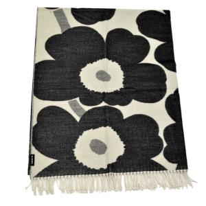 マリメッコ marimekko ブランケット 068994 190 UNIKKO BLANKET ウニッコ white/black ウニッコ柄ホワイト+ブラック｜salada-bowl