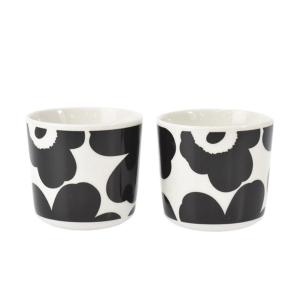 マリメッコ marimekko カップ コップ コーヒーカップ 2個セット 070637 190 Oiva オイヴァ COFFEE CUP 2DL WITHOUT HANDLE 2 UNIKKO ホワイト+ブラック 北欧｜salada-bowl