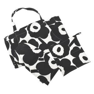 マリメッコ marimekko エプロン ミトン ポットホルダー 3点セット 071709 190 KITCHEN TEXTILE SET キッチン セット PIENI UNIKKO ホワイト+ブラック 北欧｜salada-bowl