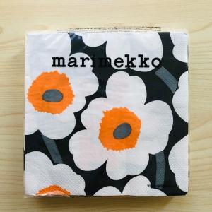 マリメッコ marimekko ペーパーナプキン 紙ナプキン ランチサイズ 20枚 552677 UNIKKO ウニッコ black orange ブラック+ホワイト+オレンジ