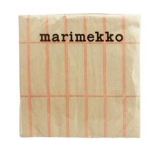 マリメッコ marimekko ペーパーナプキン 紙ナプキン ランチサイズ ihr 20枚 605965 TIILISKIVI ティイリスキヴィ linen rose ライトベージュ+ピンク系 北欧｜salada-bowl