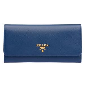 プラダ PRADA 長財布 サフィアーノ 財布 レディース メンズ 小銭 新品 本革 ブランド 1MH132 QWA F0016 財布 SAFFIANO レザー ブルー BLUETTE＋ゴールド｜salada-bowl