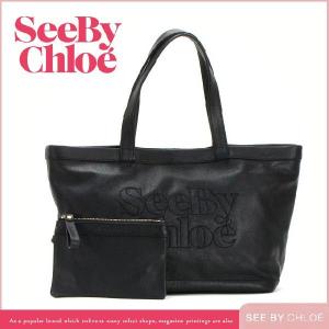 シーバイクロエ バッグ SEE BY CHLOE ジップファイル レザー leather トートバッグ ブラック レディース 人気 ポーチ付き｜salada-bowl