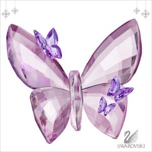 スワロフスキー 置物 SWAROVSKI フィギュア 多面カット ガラス像 BUTTERFLY,LIGHT AMETHYST,LARGE バタフライ 蝶 1183941 送料無料｜salada-bowl