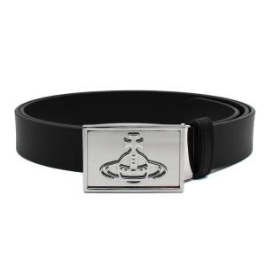 ヴィヴィアンウエストウッド Vivienne Westwood ベルト 82010047-L0022-N401 BELTS LINE ORB SQUARE BUCKLE メンズ シルバー+ブラック｜salada-bowl