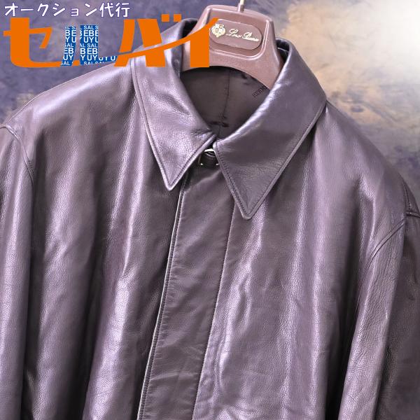 本物 極上品 エルメス 最高級牡牛革ヴォーカーフスキン ベルト付きロングレザーコート メンズ50 ア...