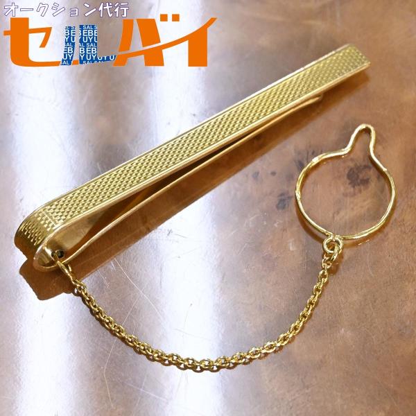 本物 超美品 ショーメ 金無垢 K18イエローゴールド エングレイブ彫刻 フック付きタイバー 750...