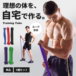 エクササイズバンド ゴム トレーニングチューブ 「2本セット×全5色