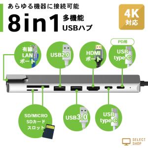 多機能 タイプC ハブ 8in1 PD 電源 ...の詳細画像1