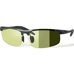 ASCOBO 調光サングラス 偏光サングラス メンズ 夜間運転 昼夜兼用 変色調光グラス 紫外線カット調光レンズ スポーツサングラスUV400 釣り