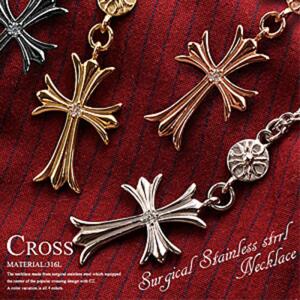 サージカル ステンレス 十字架 クロス ネックレス ジルコニア メンズ ブランド チェーン 上品