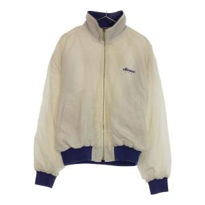 【10009】B品 ellesse アウター Mサイズ ホワイト 訳あり品 エレッセ ジャンパー シンプル かわいい ブルー 上着 プリント ポップ 厚手