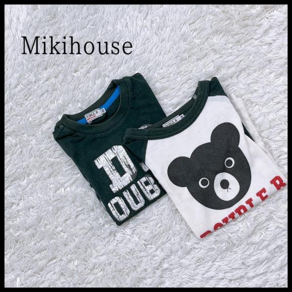 【12095】B品 MIKIHOUSE トップス 100センチ ホワイト ブラック 訳あり商品 ミキ...