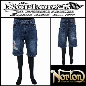 Norton ノートン 服 ハーフパンツ ハードダメージデニムショーツ インディゴ Lサイズ 192N1902｜salt