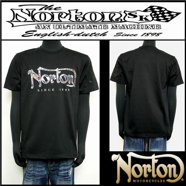 Norton ノートン 服 Tシャツ 吸水速乾ボタニカル柄使いT ブラック Ｌサイズ 212N102...