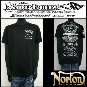 Norton ノートン 服 Tシャツ ドライウイングエンジンプリントT ブラック Ｌサイズ 232N1017B｜salt