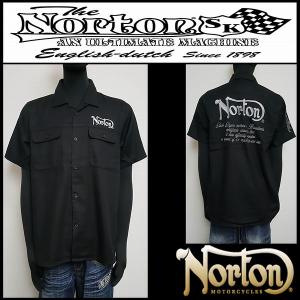 Norton ノートン 服 シャツ 綿麻開襟シャツ ブラック Lサイズ 232N1501B｜salt