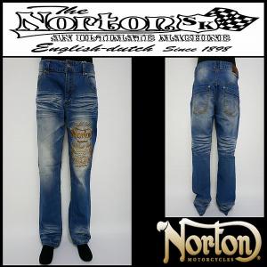 Norton ノートン 服 ボトムス フロント刺繍ストレッチデニムパンツ インディゴ Lサイズ 232N1800B｜salt