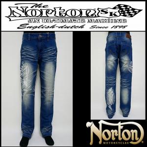 Norton ノートン 服 ボトムス ストレッチインパクト刺繍イーグルデニムパンツ インディゴ Lサイズ 233N1807B｜salt