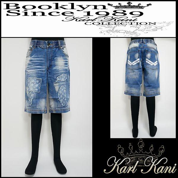Karl Kani カールカナイ ボトムス ストレッチダメージデニムイージーショーツ Lサイズ ブリ...