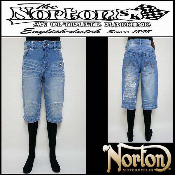Norton ノートン 服 ボトムス ストレッチライダース7分丈ジーンズ ブリーチ Lサイズ 252...