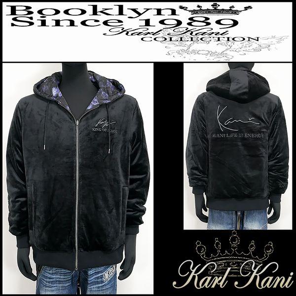 Karl Kani カールカナイ 服　パーカー リバーシブルブルーローズジップパーカー ブラック L...